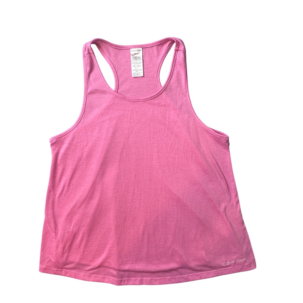 Calvin Klein Tank Top Womens L 14/16 Pink Racerback Sleep Shirt Flame Resistant‎